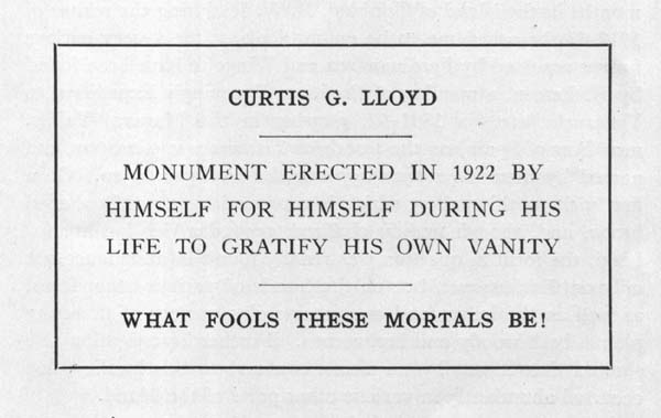 Curtis Gates Lloyd's personal monument