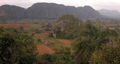 View of the valley of Viñales and Los Mogotes